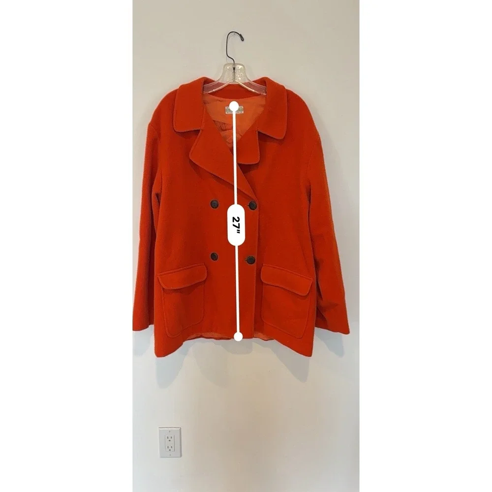 VTG Sigrid Olsen Sport Wool Blend Peacoat Jacket Orange Women's Oversize L XL